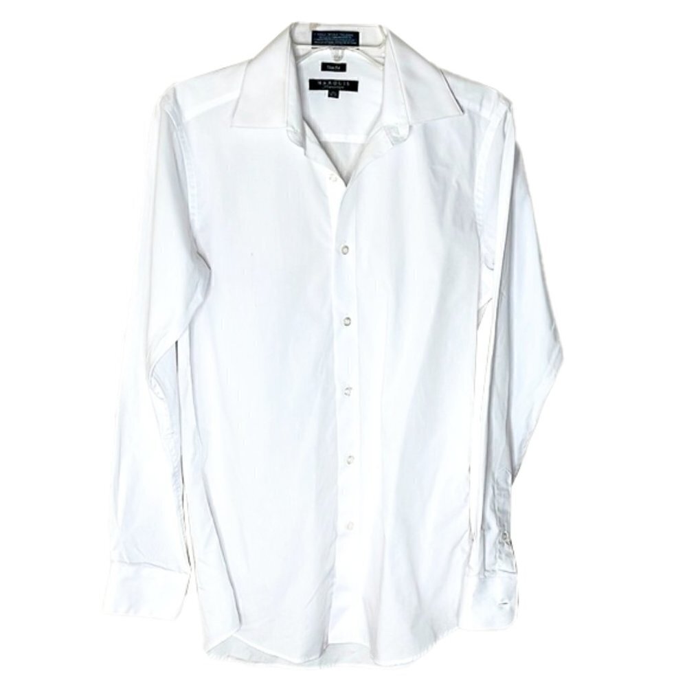 ❤️ 🆕 MARQUIS Signature Mens Slim Fit Button Down Shirt Size 14.5